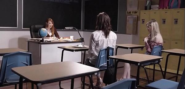  Crazy lesbian threesome in a classroom with a teacher